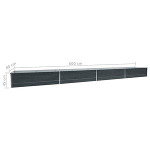 Ζαρντινιέρα Υπερυψωμένη Ανθρακί 600x80x45 εκ. Γαλβαν. Χάλυβας - Pakobazaar
