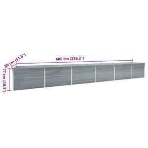 Ζαρντινιέρα Υπερυψωμένη Γκρι 600x80x77 εκ. Γαλβαν. Χάλυβας