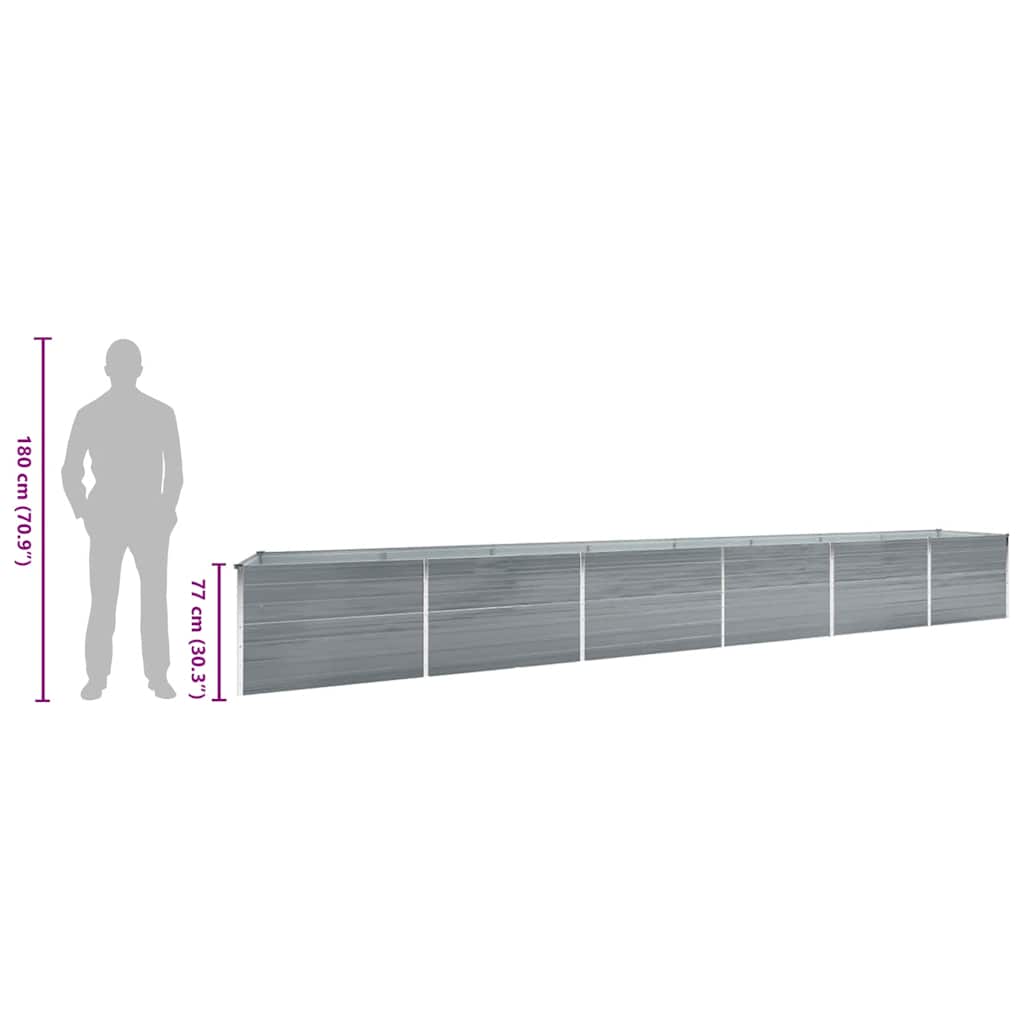 Ζαρντινιέρα Υπερυψωμένη Γκρι 600x80x77 εκ. Γαλβαν. Χάλυβας
