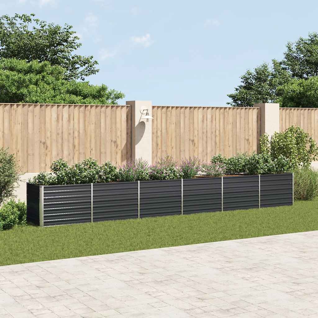 Ζαρντινιέρα Υπερυψωμένη Ανθρακί 600x80x77 εκ. Γαλβαν. Χάλυβας