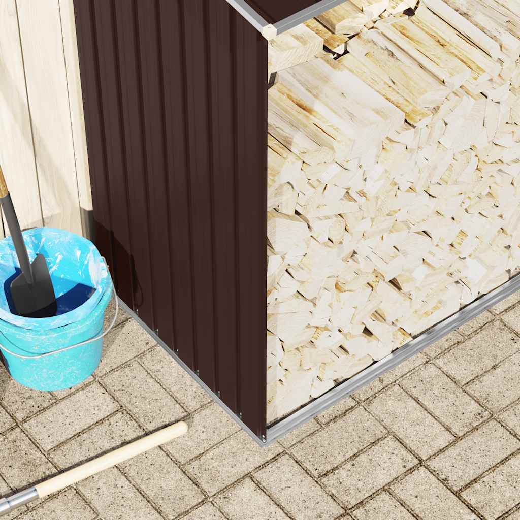 Υπόστεγο Αποθήκευσης Ξύλων Κήπου Καφέ 330 x 84 x 152 εκ. Ατσάλι - Pakobazaar