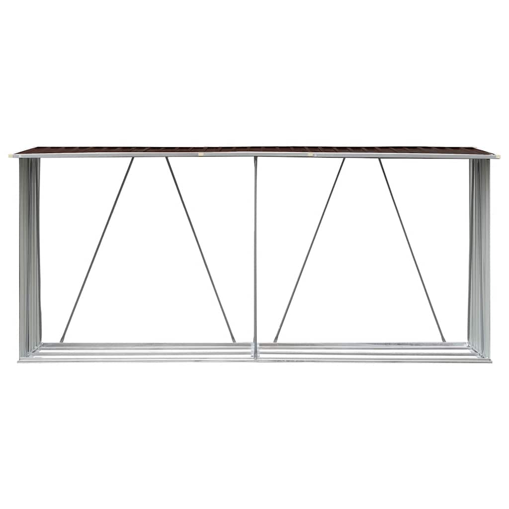 Υπόστεγο Αποθήκευσης Ξύλων Κήπου Καφέ 330 x 84 x 152 εκ. Ατσάλι - Pakobazaar