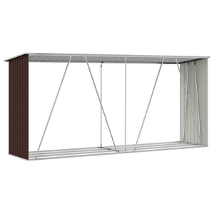 Υπόστεγο Αποθήκευσης Ξύλων Κήπου Καφέ 330 x 84 x 152 εκ. Ατσάλι - Pakobazaar
