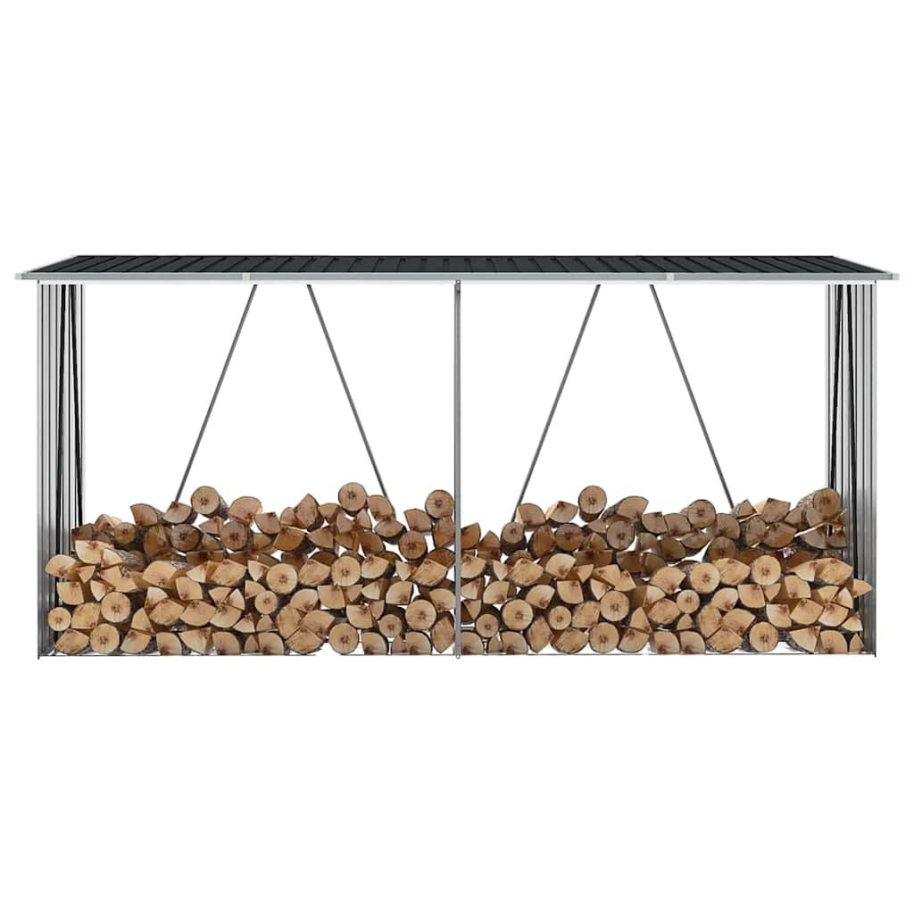 Υπόστεγο Αποθήκευσης Ξύλων Κήπου Ανθρακί 330x84x152 εκ. Ατσάλι - Pakobazaar