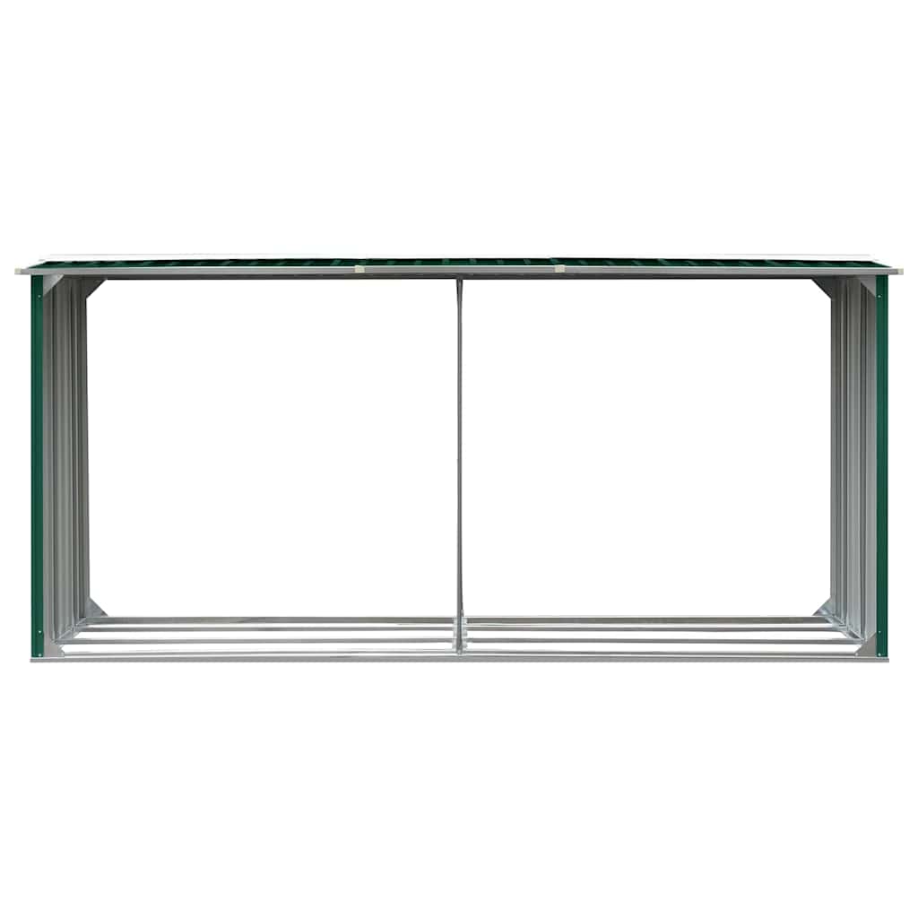 Υπόστεγο Αποθήκευσης Ξύλων Κήπου Πράσινο 330x92x153 εκ. Ατσάλι - Pakobazaar