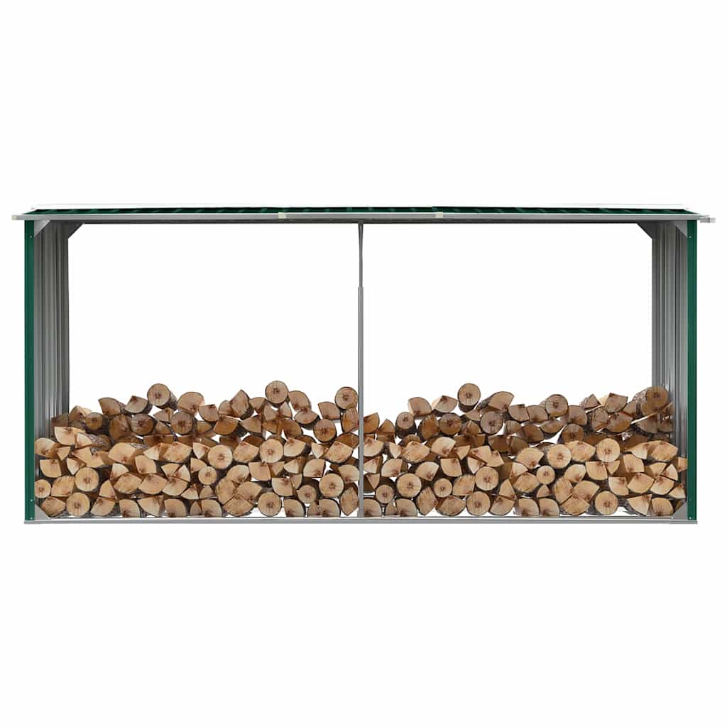 Υπόστεγο Αποθήκευσης Ξύλων Κήπου Πράσινο 330x92x153 εκ. Ατσάλι - Pakobazaar