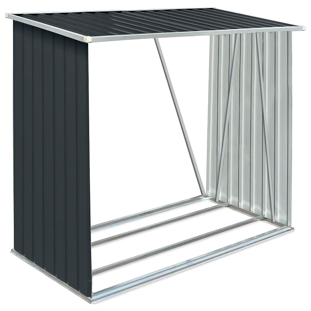 Υπόστεγο Αποθήκευσης Ξύλων Κήπου Ανθρακί 163x83x154 εκ. Ατσάλι - Pakobazaar