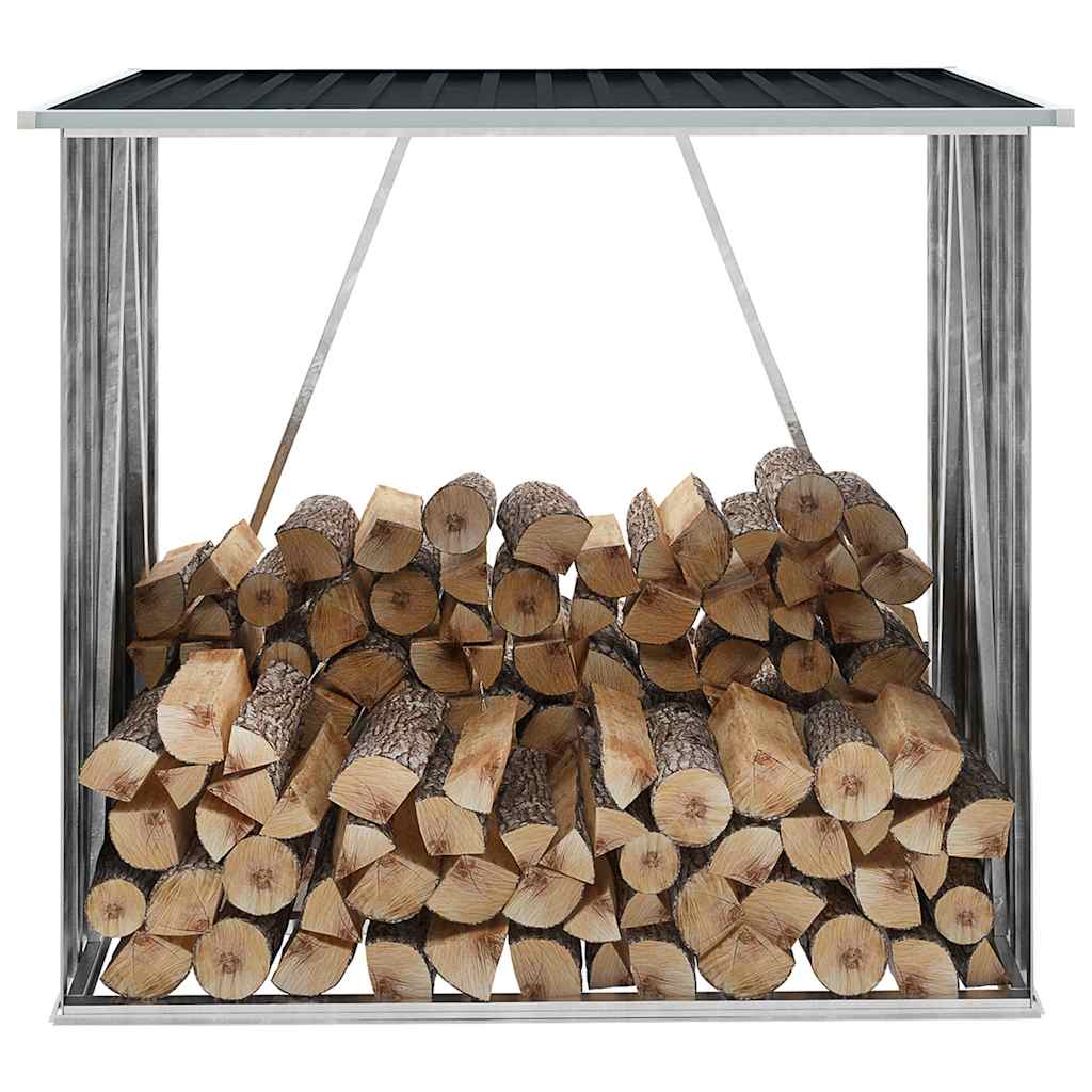 Υπόστεγο Αποθήκευσης Ξύλων Κήπου Ανθρακί 163x83x154 εκ. Ατσάλι - Pakobazaar