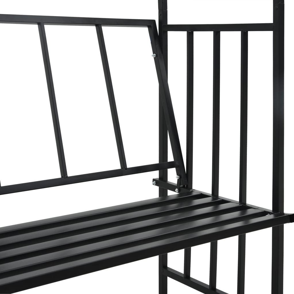 Αψίδα Κήπου με Παγκάκι Μαύρη 128 x 50 x 207 εκ. Σιδερένια