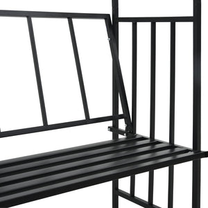 Αψίδα Κήπου με Παγκάκι Μαύρη 128 x 50 x 207 εκ. Σιδερένια