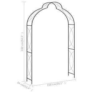 Αψίδα Κήπου Μαύρη 150 x 34 x 240 εκ. Σιδερένια - Pakobazaar