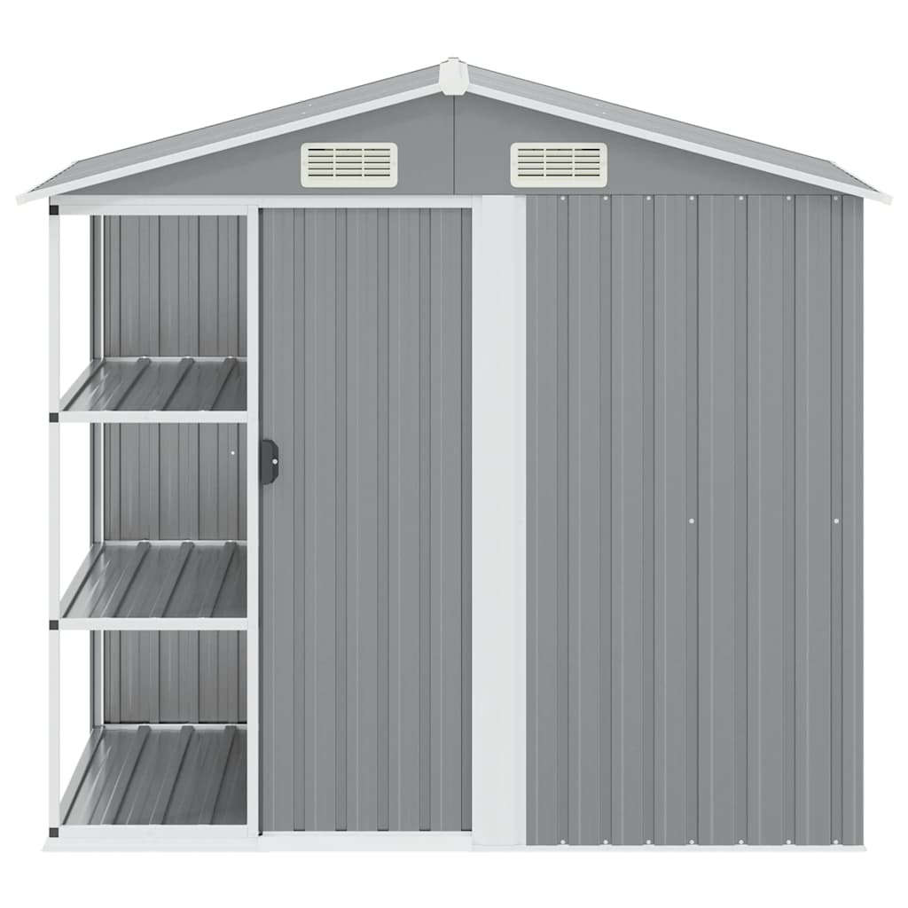 Αποθήκη Κήπου με Ράφια Γκρι 205 x 130 x 183 εκ. Σιδερένια