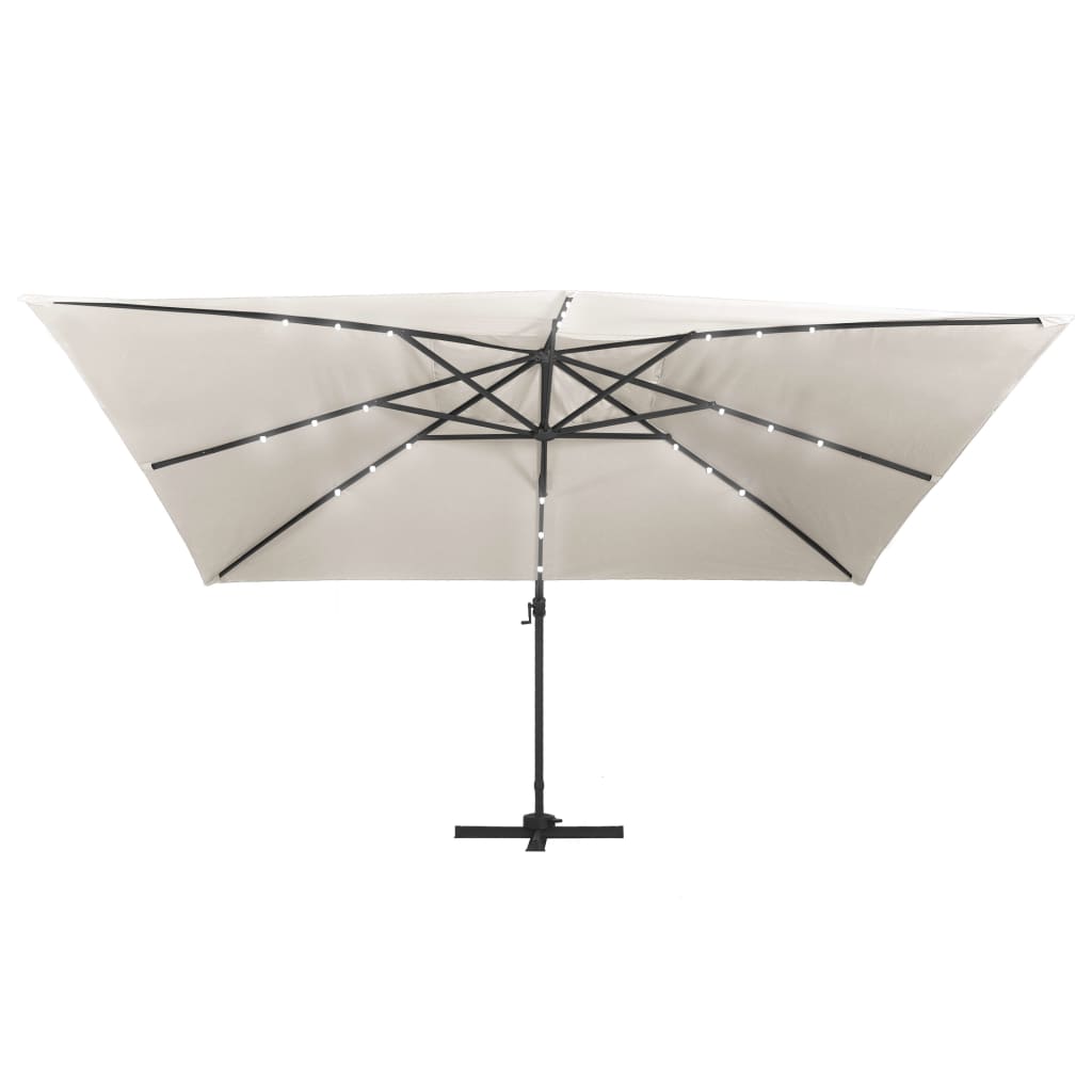 Ομπρέλα Κήπου με LED, κοντάρι αλουμινίου 400x300 cm Άμμος - Pakobazaar