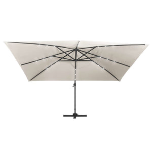 Ομπρέλα Κήπου με LED, κοντάρι αλουμινίου 400x300 cm Άμμος - Pakobazaar