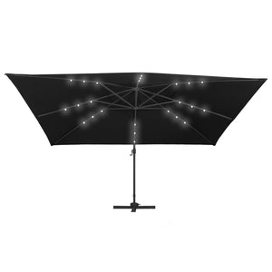 Cantilever Ομπρέλα με LED, κοντάρι αλουμινίου 400x300 cm Μαύρη - Pakobazaar