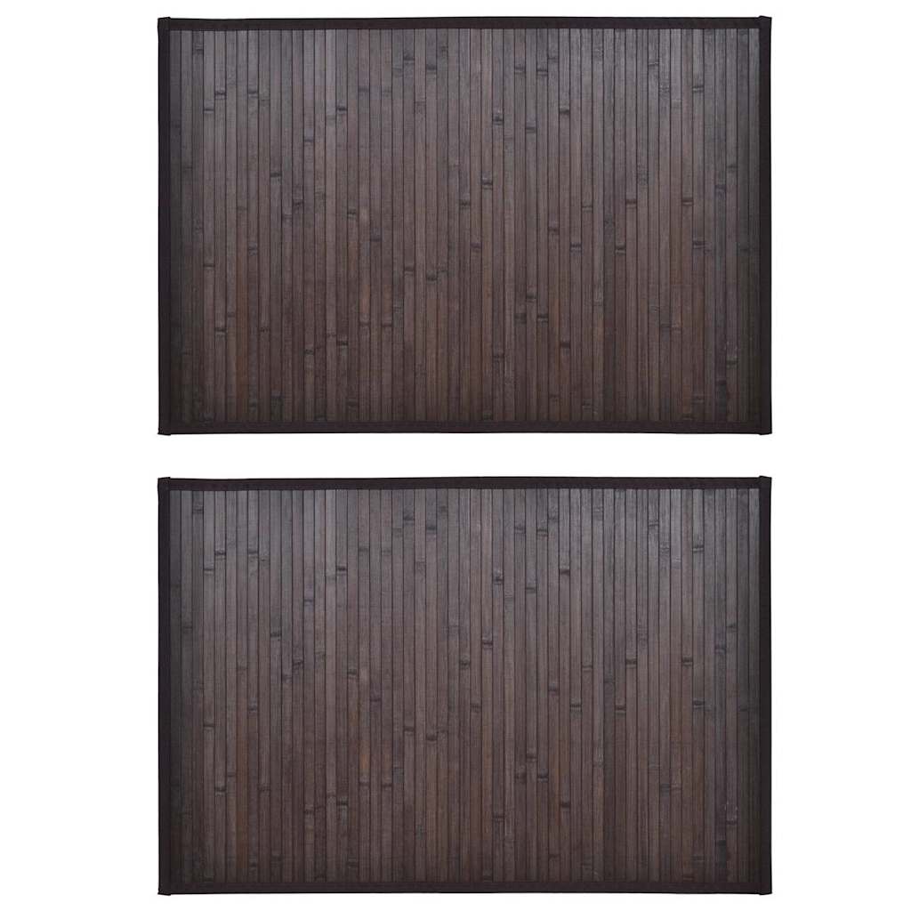 Πατάκια Μπάνιου 2 τεμ. Σκούρο Καφέ 60 x 90 εκ. από Μπαμπού