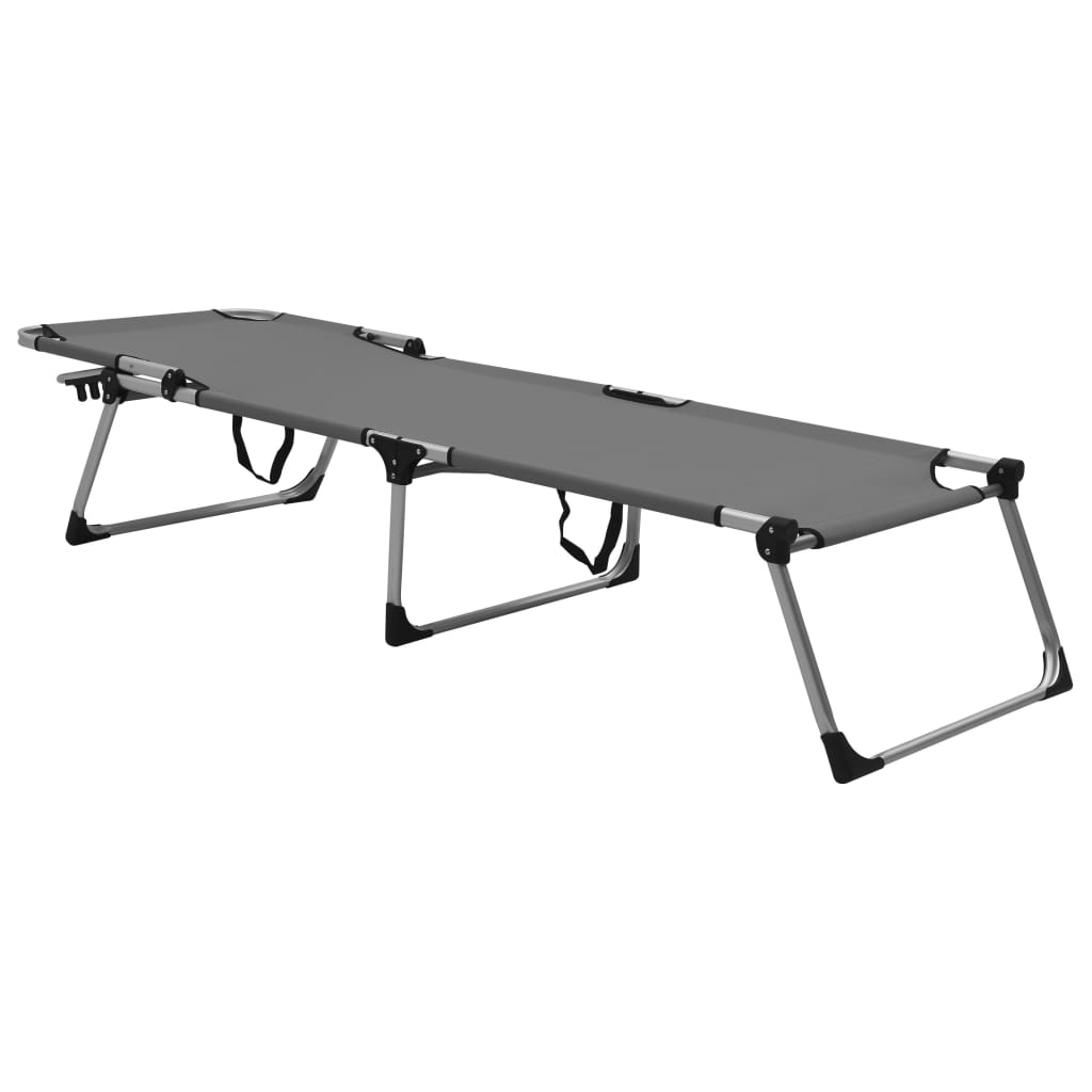 Ξαπλώστρα Ψηλή Πτυσσόμενη για Ηλικιωμένους Γκρι Αλουμινίου