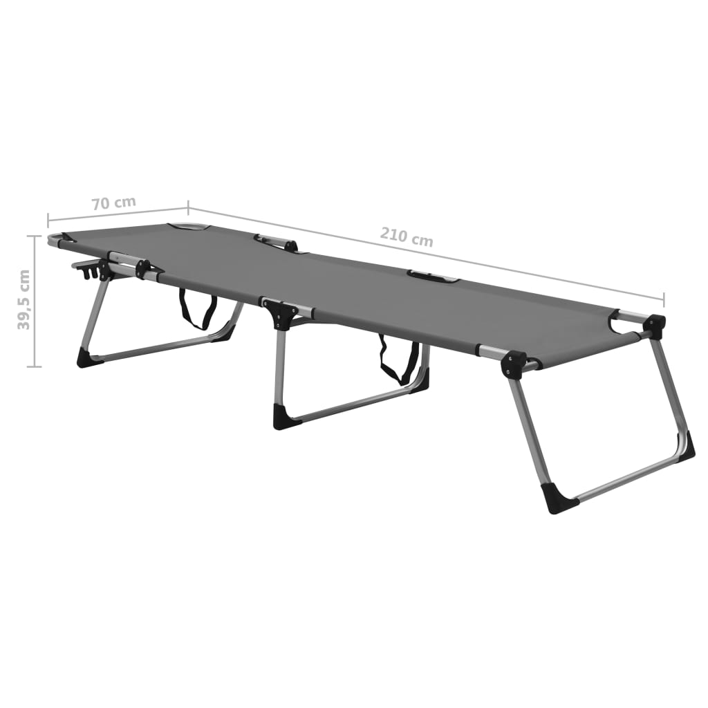 Ξαπλώστρα Ψηλή Πτυσσόμενη για Ηλικιωμένους Γκρι Αλουμινίου