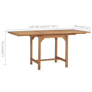 Τραπέζι Κήπου Επεκτεινόμενο (110-160)x80x75 εκ. Μασίφ Ξύλο Teak - Pakobazaar