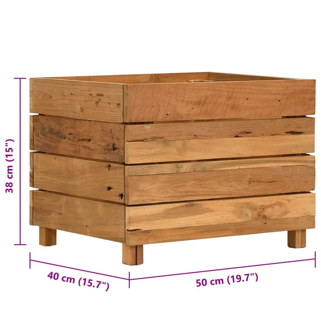 Ζαρντινιέρα Υπερυψωμένη 50x40x38 εκ. Ανακυκλ. Ξύλο Teak/Ατσάλι