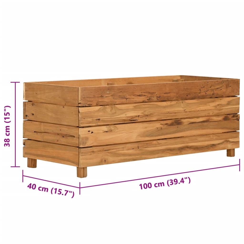 Ζαρντινιέρα Υπερυψωμένη 100x40x38 εκ. Ανακυκλ. Ξύλο Teak/Ατσάλι