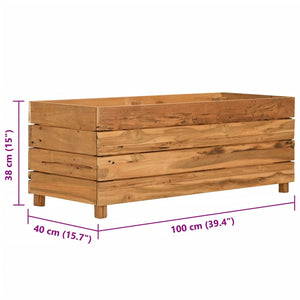 Ζαρντινιέρα Υπερυψωμένη 100x40x38 εκ. Ανακυκλ. Ξύλο Teak/Ατσάλι