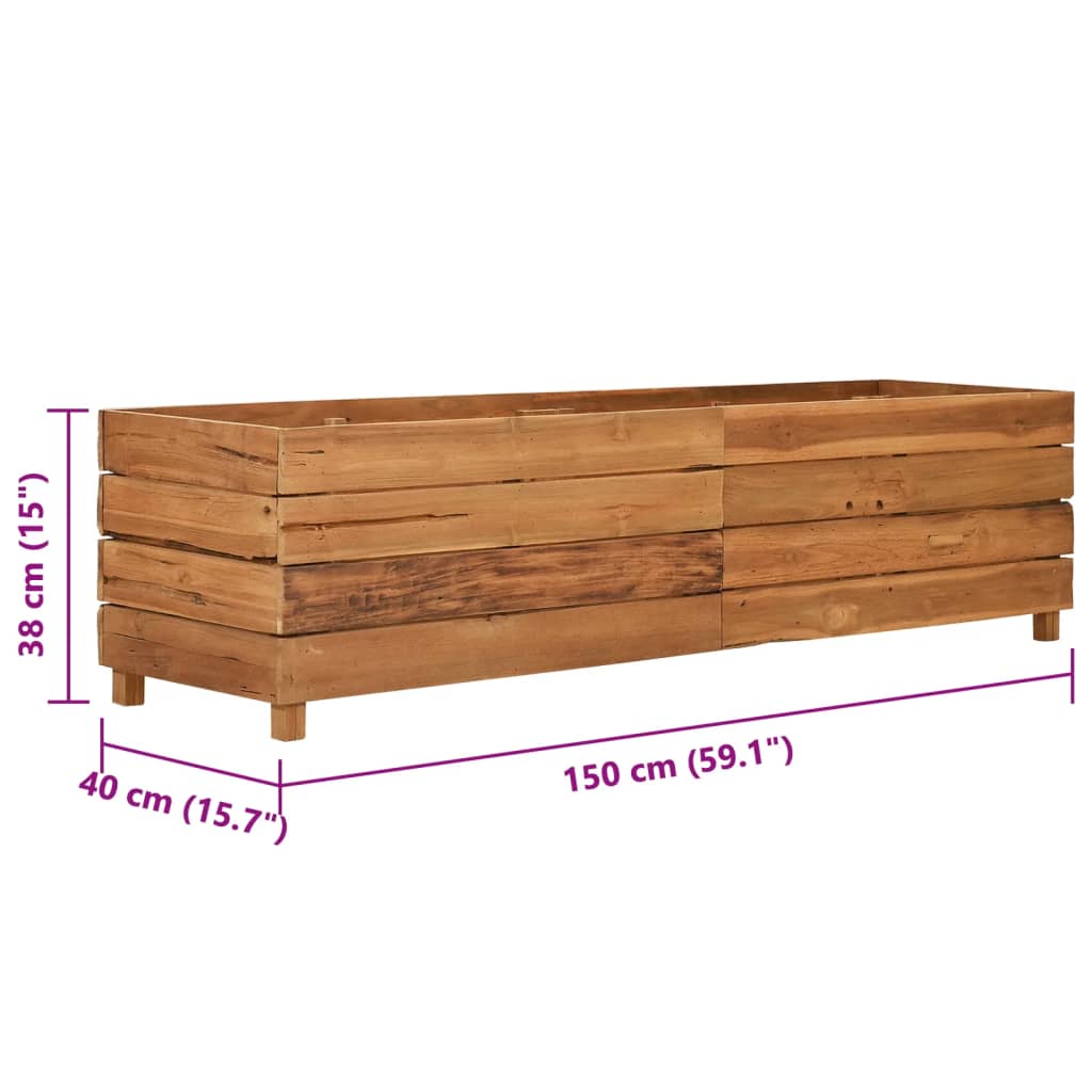 Ζαρντινιέρα Υπερυψωμένη 150x40x38 εκ. Ανακυκλ. Ξύλο Teak/Ατσάλι