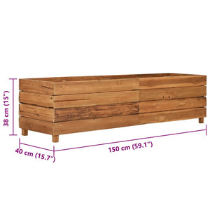 Ζαρντινιέρα Υπερυψωμένη 150x40x38 εκ. Ανακυκλ. Ξύλο Teak/Ατσάλι