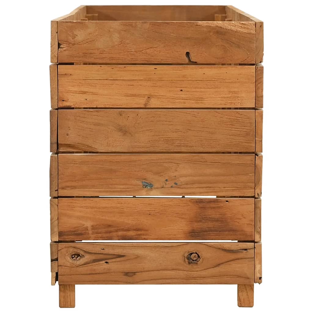 Ζαρντινιέρα Υπερυψωμένη 150x40x55 εκ. Ανακυκλ. Ξύλο Teak/Ατσάλι