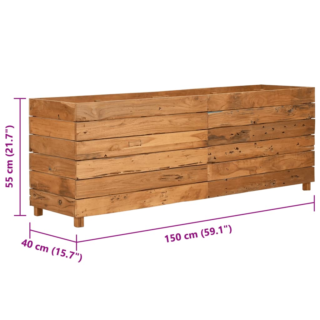 Ζαρντινιέρα Υπερυψωμένη 150x40x55 εκ. Ανακυκλ. Ξύλο Teak/Ατσάλι