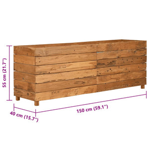 Ζαρντινιέρα Υπερυψωμένη 150x40x55 εκ. Ανακυκλ. Ξύλο Teak/Ατσάλι