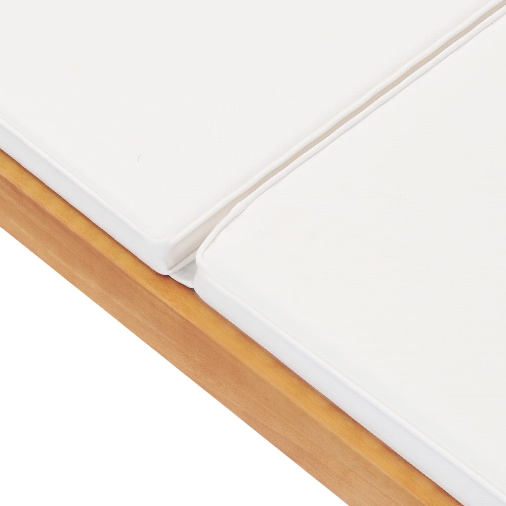 Ξαπλώστρα Κρεμ από Μασίφ Ξύλο Teak με Μαξιλάρι - Pakobazaar