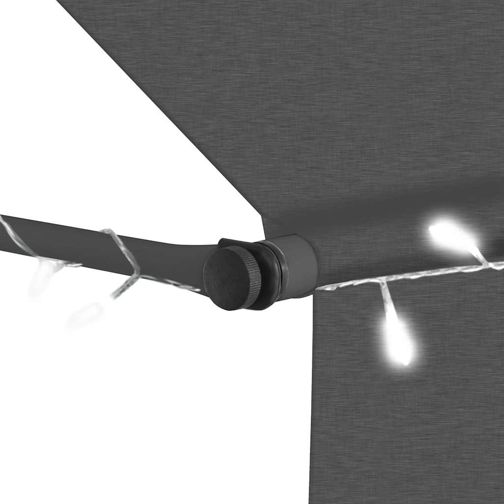 Τέντα Συρόμενη Χειροκίνητη με LED Ανθρακί 200 εκ. - PAKOBAZAAR