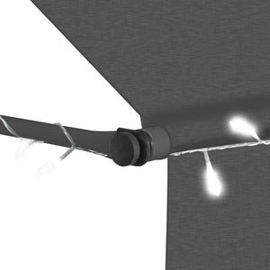 Τέντα Συρόμενη Χειροκίνητη με LED Ανθρακί 200 εκ. - PAKOBAZAAR