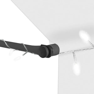 Τέντα Συρόμενη Χειροκίνητη με LED Κρεμ 150 εκ. - PAKOBAZAAR