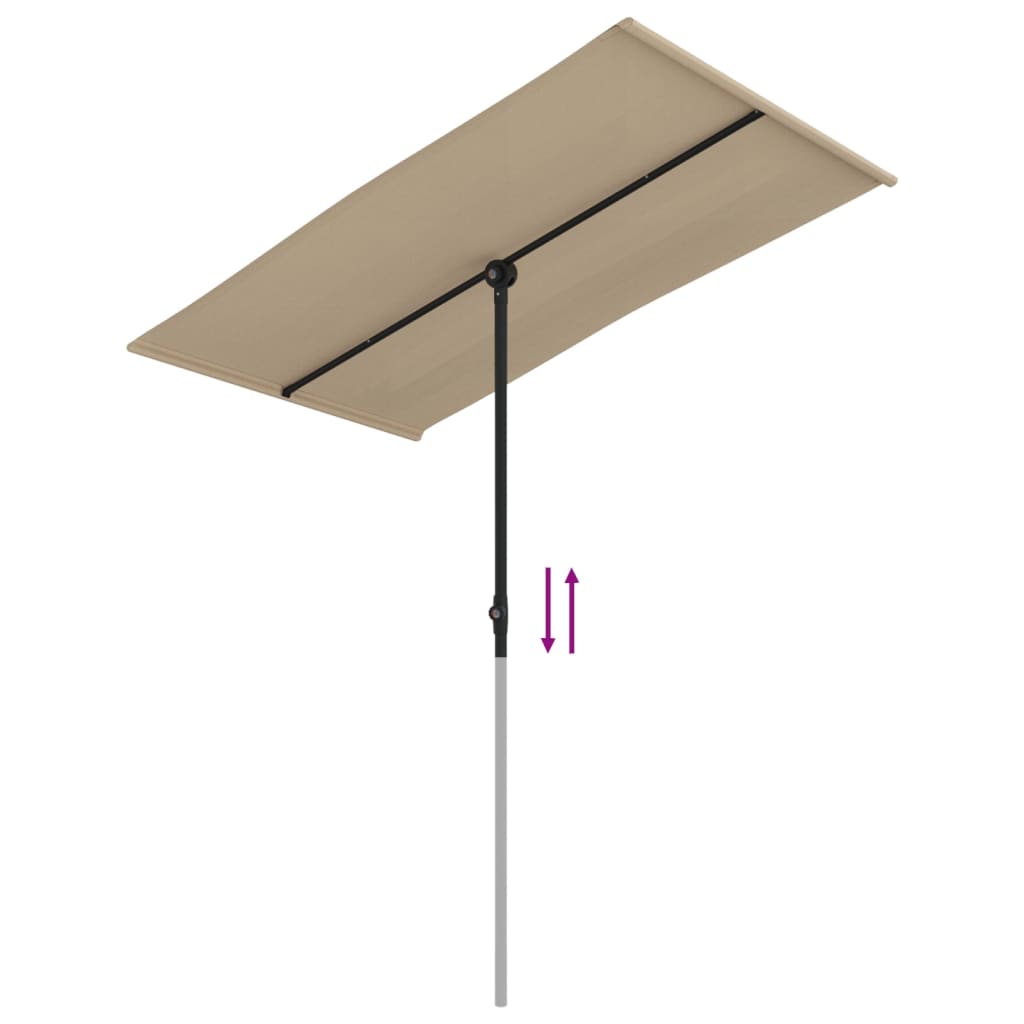 Ομπρέλα Κήπου Taupe 180 x 110 εκ. με Ιστό Αλουμινίου - Pakobazaar