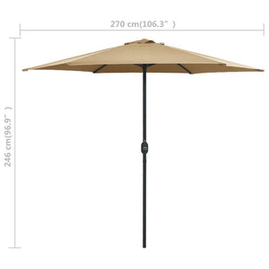 Ομπρέλα Κήπου Taupe 270 x 246 εκ. με Ιστό Αλουμινίου - Pakobazaar