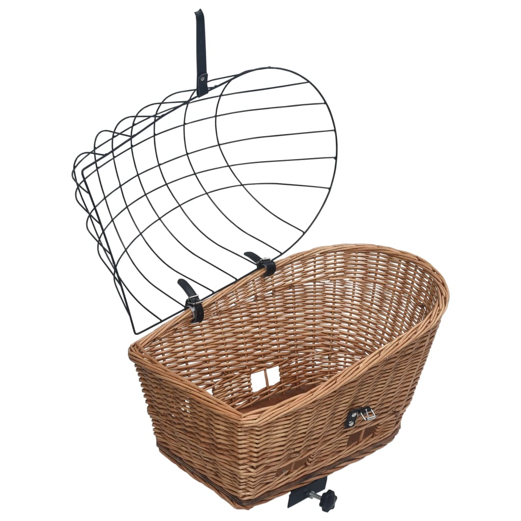 Οπίσθιο Καλάθι Ποδηλάτου με Κάλυμμα 55x31x36 εκ. Ξύλο Ιτιάς - PAKOBAZAAR