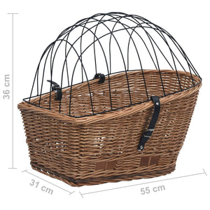 Οπίσθιο Καλάθι Ποδηλάτου με Κάλυμμα 55x31x36 εκ. Ξύλο Ιτιάς - PAKOBAZAAR