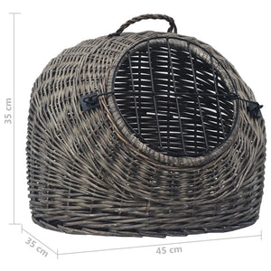 Καλάθι Μεταφοράς Γάτας Γκρι 45x35x35 εκ. από Φυσικό Ξύλο Ιτιάς - PAKOBAZAAR