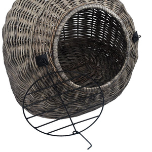 Καλάθι Μεταφοράς Γάτας Γκρι 50x42x40 εκ. από Φυσικό Ξύλο Ιτιάς - PAKOBAZAAR