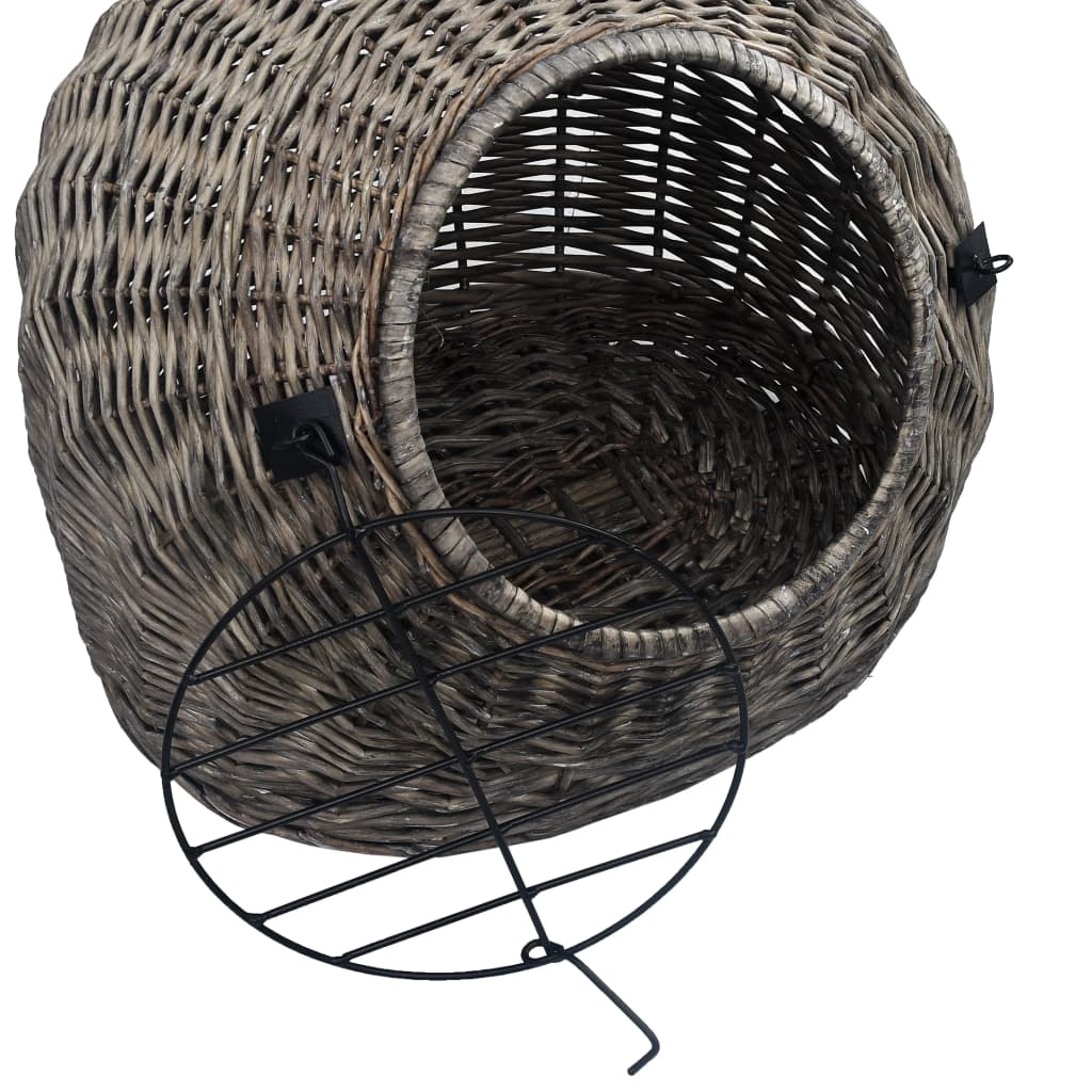 Καλάθι Μεταφοράς Γάτας Γκρι 60x45x45 εκ. από Φυσικό Ξύλο Ιτιάς - PAKOBAZAAR