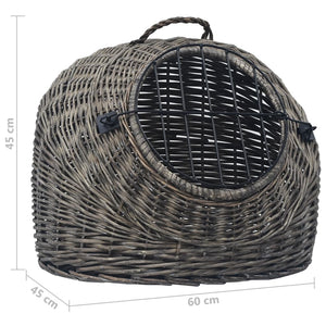 Καλάθι Μεταφοράς Γάτας Γκρι 60x45x45 εκ. από Φυσικό Ξύλο Ιτιάς - PAKOBAZAAR