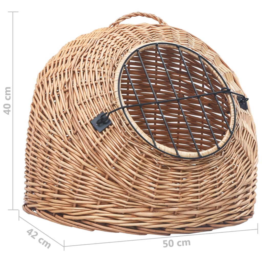 Καλάθι Μεταφοράς Γάτας 50 x 42 x 40 εκ. από Φυσικό Ξύλο Ιτιάς - PAKOBAZAAR