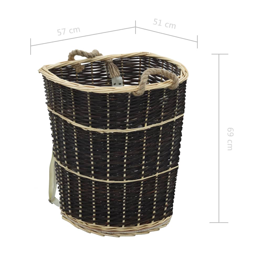 Καλάθι Πλάτης για Μεταφορά Ξύλων 57x51x69 εκ. από Φυσική Ιτιά - PAKOBAZAAR