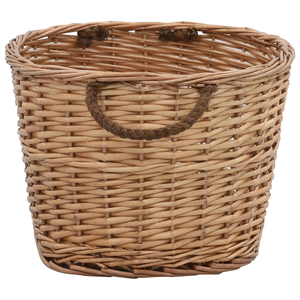 Καλάθι Καυσόξυλων με Λαβές Μεταφοράς 56x40x28 εκ. Φυσική Ιτιά - PAKOBAZAAR