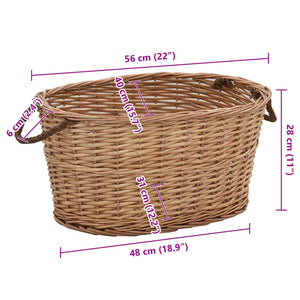 Καλάθι Καυσόξυλων με Λαβές Μεταφοράς 56x40x28 εκ. Φυσική Ιτιά - PAKOBAZAAR