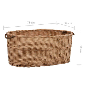 Καλάθι Καυσόξυλων με Λαβές Μεταφοράς 78x54x34 εκ. Φυσική Ιτιά - PAKOBAZAAR