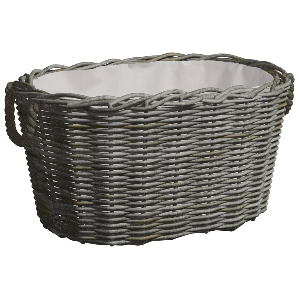 Καλάθι Καυσόξυλων με Λαβές Μεταφοράς 59x42x28 εκ. Γκρι Ιτιά - PAKOBAZAAR