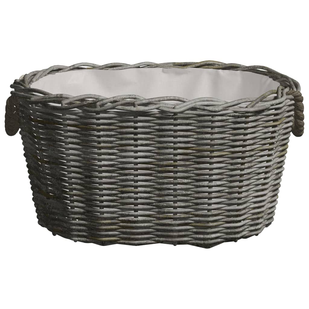Καλάθι Καυσόξυλων με Λαβές Μεταφοράς 59x42x28 εκ. Γκρι Ιτιά - PAKOBAZAAR